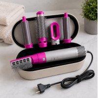 Фен-стайлер для волосся HAIR BRUSH 1000 Вт, 5 в 1, сріблястий, кейс