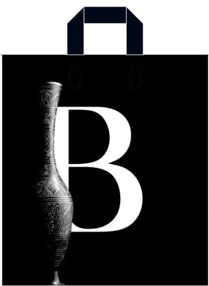 Пакет із петлевою ручкою чорно-білій 38×42 см «Кувшин»