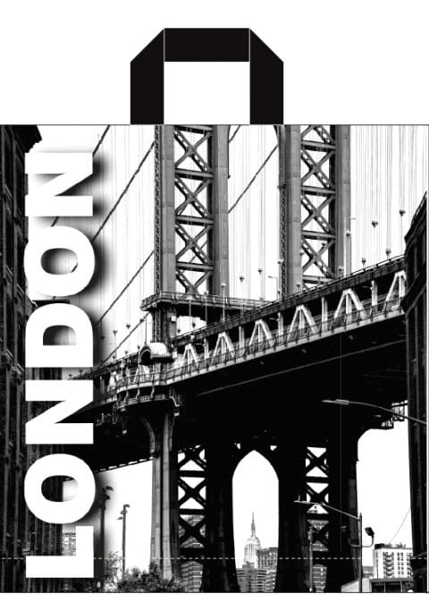 Пакет із петлевою ручкою чорно-білій 38×42 см «Лондон» Пакет із петлевою ручкою чорно-білій 38×42 см «Лондон»