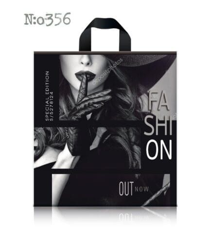 Пакет із петлевою ручкою чорно-білій 38×42 см «Супер ліпс»