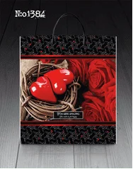 Пакет ламинированный с пластиковой ручкой 40×45 «1384 Сердечки и розы» (PR-00174)